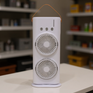 پنکه رومیزی مدل دو فن شارژی دارای مه‌پاش سه‌گانه